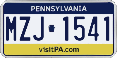 PA license plate MZJ1541