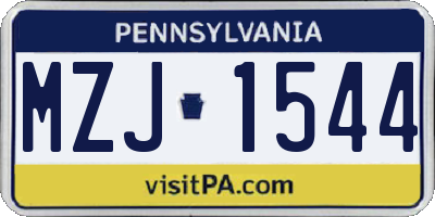 PA license plate MZJ1544