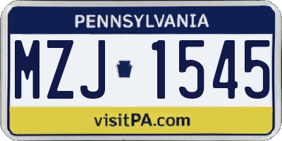 PA license plate MZJ1545