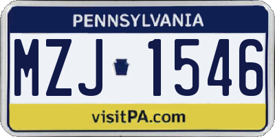 PA license plate MZJ1546