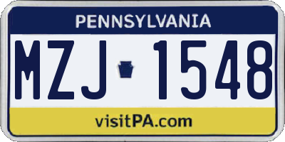 PA license plate MZJ1548