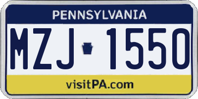PA license plate MZJ1550