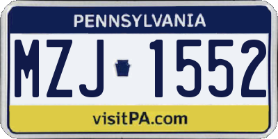 PA license plate MZJ1552
