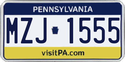 PA license plate MZJ1555