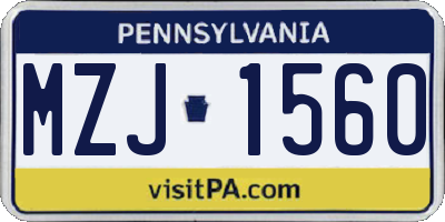 PA license plate MZJ1560