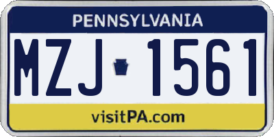 PA license plate MZJ1561