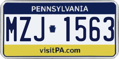 PA license plate MZJ1563