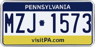 PA license plate MZJ1573