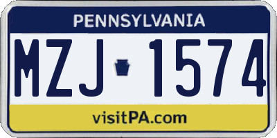 PA license plate MZJ1574