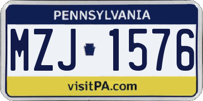 PA license plate MZJ1576