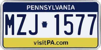 PA license plate MZJ1577