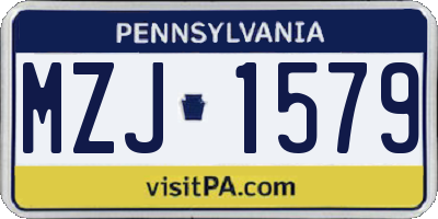 PA license plate MZJ1579