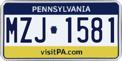 PA license plate MZJ1581