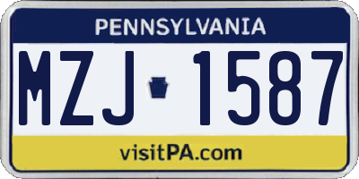 PA license plate MZJ1587