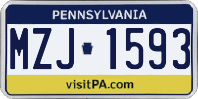 PA license plate MZJ1593