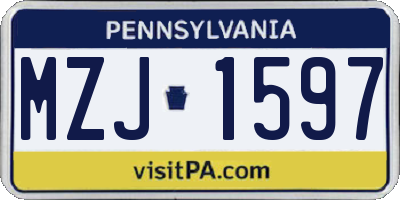 PA license plate MZJ1597