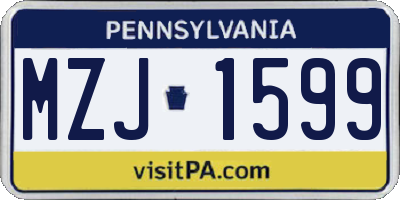 PA license plate MZJ1599