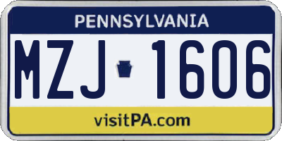 PA license plate MZJ1606