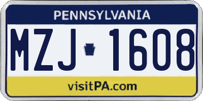PA license plate MZJ1608