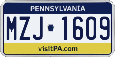PA license plate MZJ1609