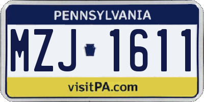 PA license plate MZJ1611