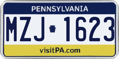PA license plate MZJ1623