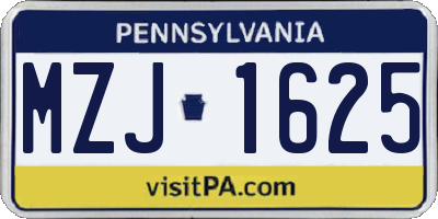 PA license plate MZJ1625