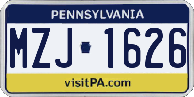 PA license plate MZJ1626