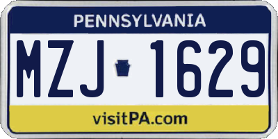 PA license plate MZJ1629