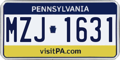 PA license plate MZJ1631