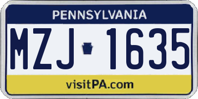 PA license plate MZJ1635