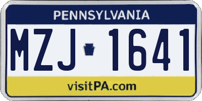 PA license plate MZJ1641
