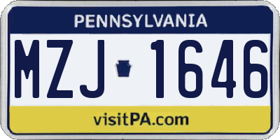 PA license plate MZJ1646
