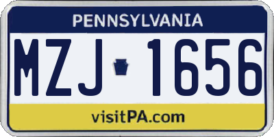PA license plate MZJ1656