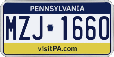 PA license plate MZJ1660
