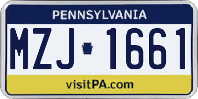 PA license plate MZJ1661