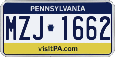 PA license plate MZJ1662