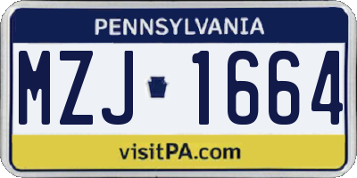 PA license plate MZJ1664