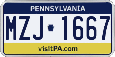 PA license plate MZJ1667