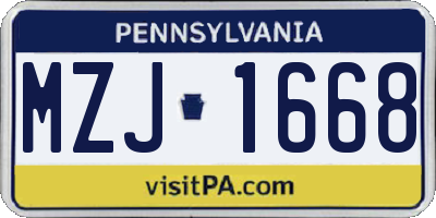 PA license plate MZJ1668