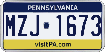 PA license plate MZJ1673