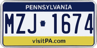 PA license plate MZJ1674