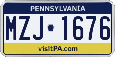 PA license plate MZJ1676