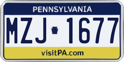 PA license plate MZJ1677
