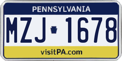 PA license plate MZJ1678