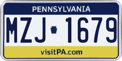 PA license plate MZJ1679