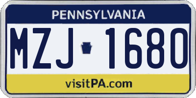 PA license plate MZJ1680
