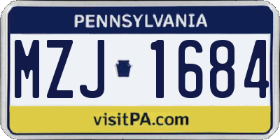 PA license plate MZJ1684