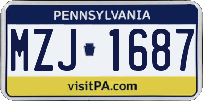 PA license plate MZJ1687