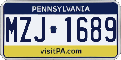 PA license plate MZJ1689